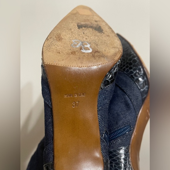 Christian Dior Y2K Denim and Snakeskin Leather Lace Up Knee High Heeled Boots - Picture 10 of 13